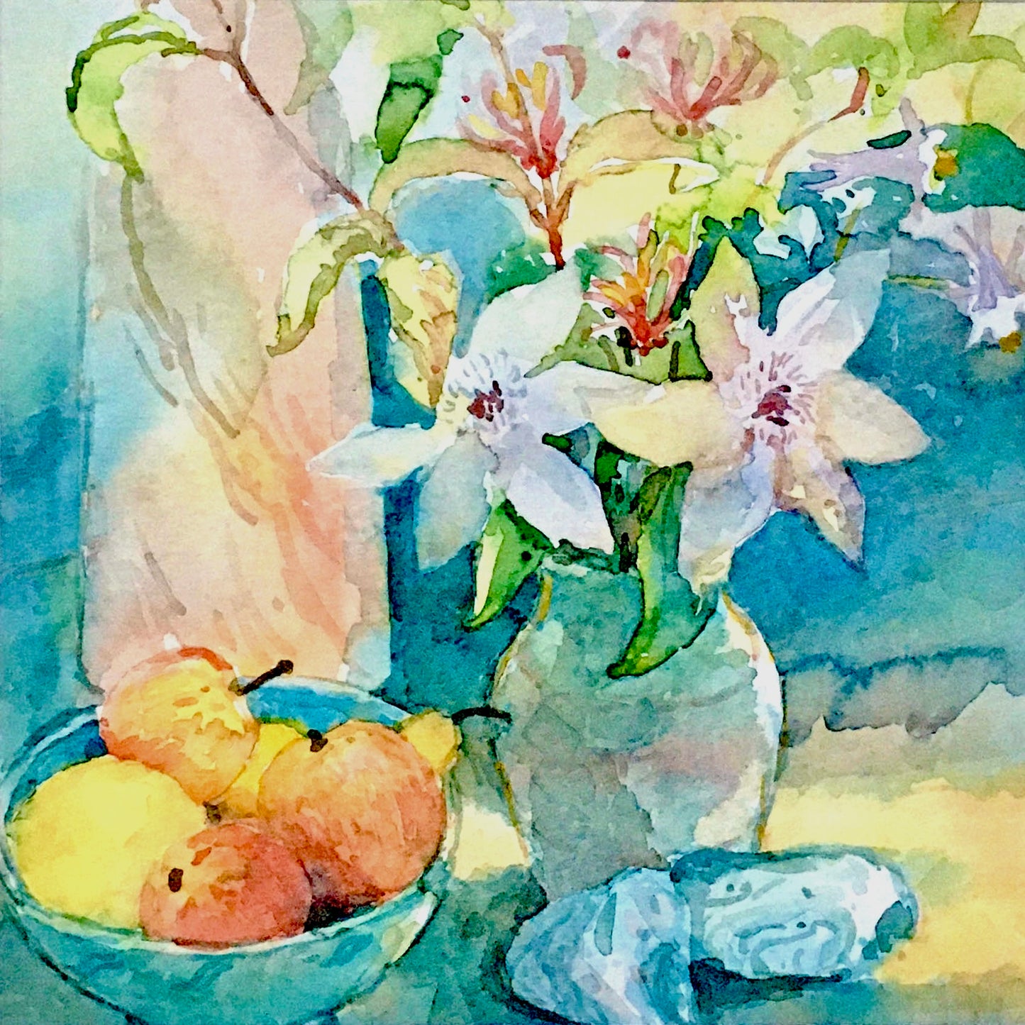 Fruit,Flowers, Vase