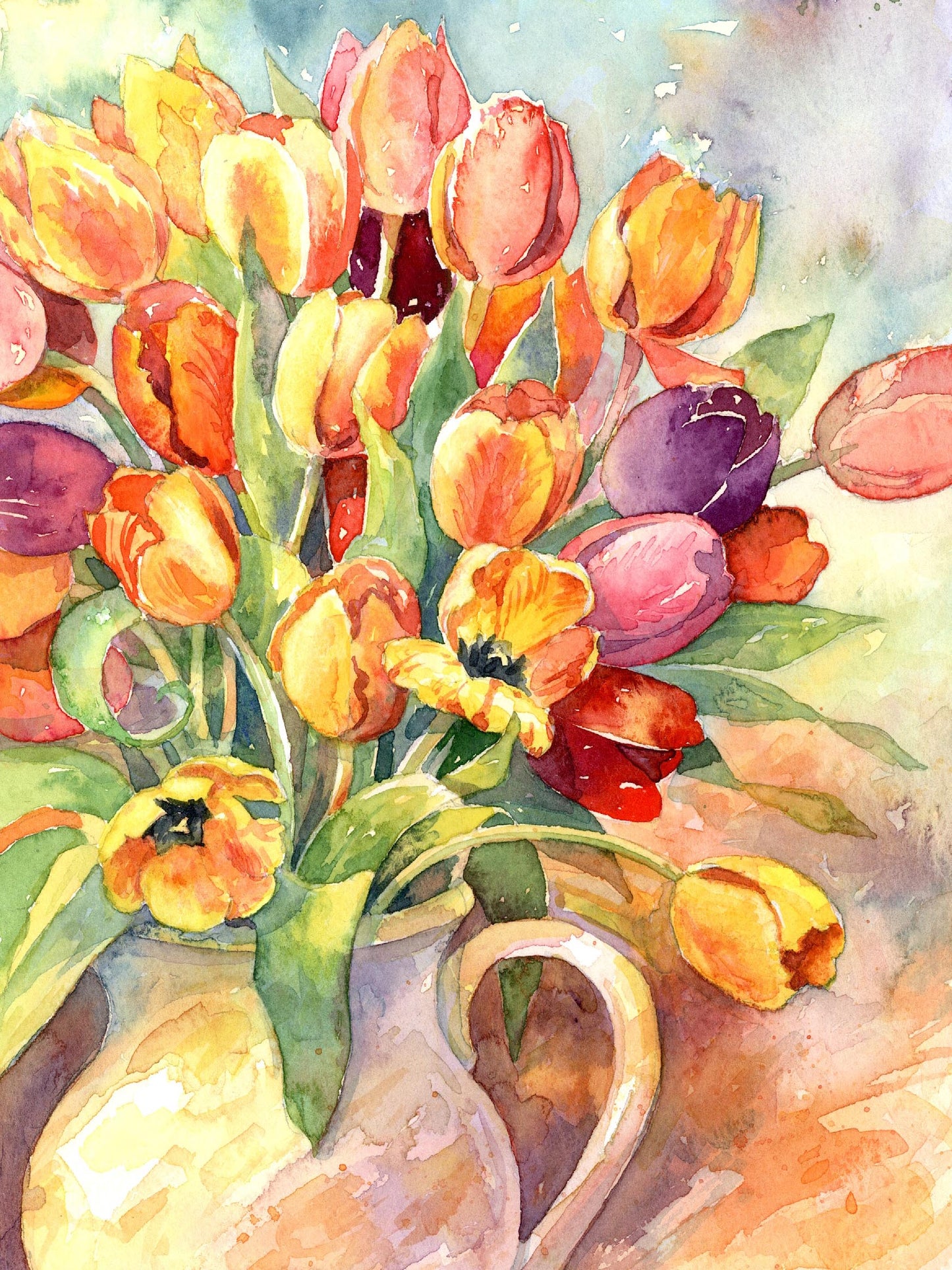 Tulips in a White Vase